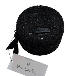 Vera Bradley Black Round Keepsake Travel Jewelry Case